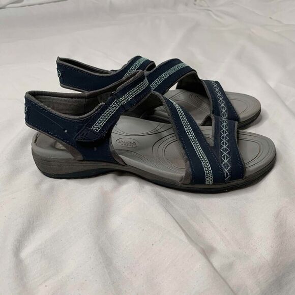 Dr. Scholl's Shoes - Dr. Scholl's Women's Dynomite Strappy Sandals Blue Leather Gel Cushion 8 M